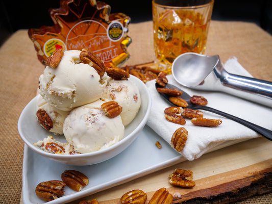 Our Award-Winning Maple Bourbon with Candied Pecans Ice Cream